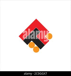 letter tp square dots geometric colorful design logo vector Stock Vector