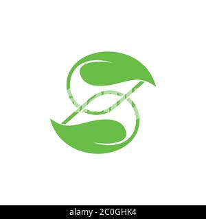 linked green leaf letter s shape logo vector Stock Vector