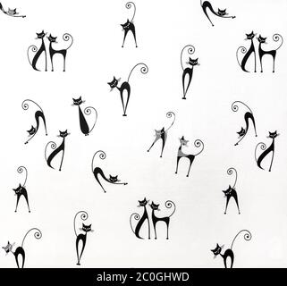 Black cat on a white background, wallpaper Stock Photo