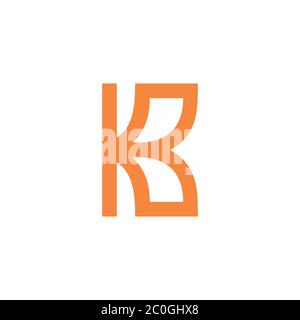 letter kb simple geometric linear symbol logo vector Stock Vector