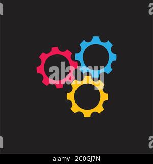 cute three colorful cog machine symbol logo vector Stock Vector