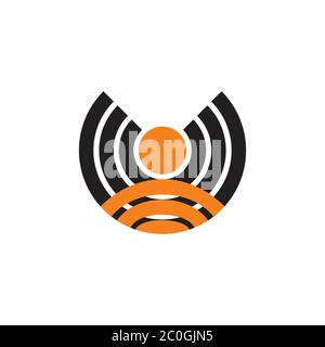 abstract letter u stripes circle signal design logo vector Stock Vector