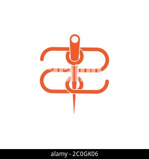 number 2 linked thread needle symbol logo vector Stock Vector