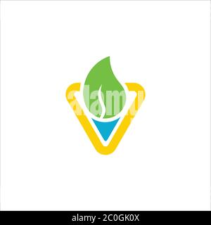 geometric leaf water triangle nature symbol logo vector Stock Vector