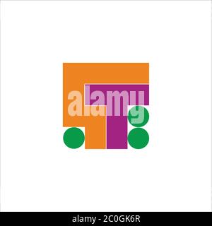 letter ct square dots geometric colorful design logo vector Stock Vector