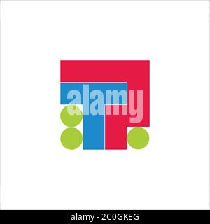 letter tp square dots geometric colorful design logo vector Stock Vector