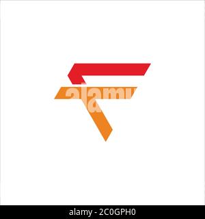 abstract letter ft triangle arrow geometric line logo vector Stock Vector