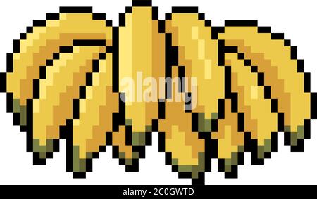 vector pixel art banana isolated cartoon Stock Vector