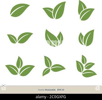 Green Leaves Set Vector Logo Template Illustration Design. Vector EPS 10. Stock Vector