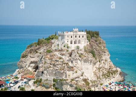 Top view of the church located on the island of Tropea, Calabria Italy Stock Photo