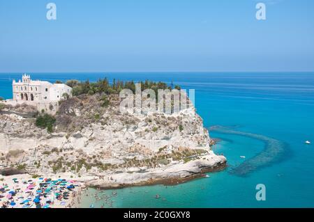 Top view of the church located on the island of Tropea, Calabria Italy Stock Photo