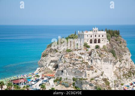 Top view of the church located on the island of Tropea, Calabria Italy Stock Photo