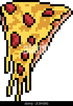 pixel style pizza slice icon. Vector illustration 32x32 pix