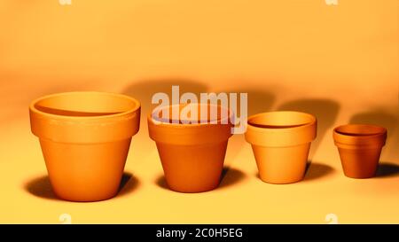 Photo of empty clay plant or flower pots Stock Photo