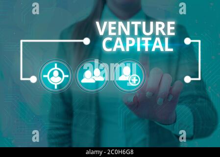 Text sign showing Venture Capital. Business photo showcasing available for investment in the ownership element of new Stock Photo