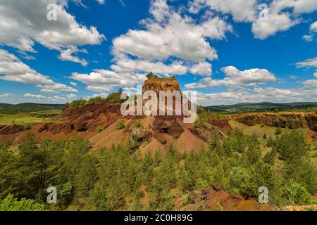 View of volcanic crater in Racos village, Brasov county, Romania Stock Photo