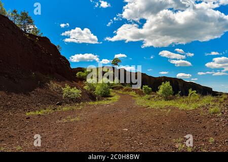 View of volcanic crater in Racos village, Brasov county, Romania Stock Photo