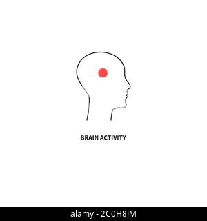 Brain activity logo, intellectual potential, mental health symbol. Psychiatry icon, the human brain. Intelligence minimal sign. Vector illustration Stock Vector
