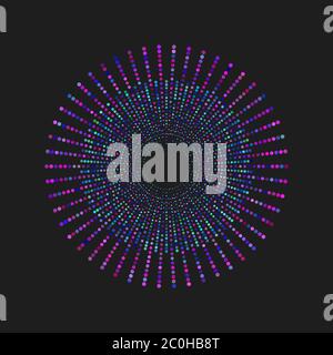 Radial design element, burst, sunburst. Circle with halfton. Vector illustration Stock Vector