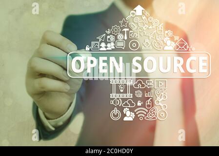 Handwriting text writing Open Source. Conceptual photo contains the source code that can be modified and enhanced Stock Photo