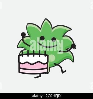 An illustration of Cute Coconut Tree Mascot Vector Character in Flat Design Style Stock Vector