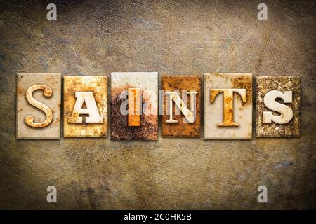 Saints Concept Letterpress Leather Theme Stock Photo