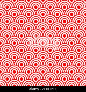 Seamless geometric abstract red and white pattern with targets. Vector illustration Stock Vector