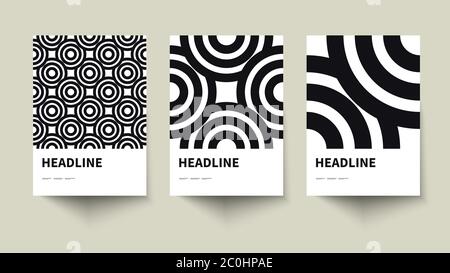 Monochrome geometric Bauhaus posters with abstract patterns, vector ...
