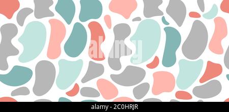 Color spots, seamless random pattern with organic shapes. Blobs on white background. Vector illustration Stock Vector