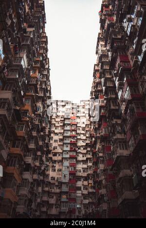 The cluttered flats of the Yik Cheong Building aka Montane Mansion in Hong Kong Stock Photo