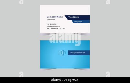 Corporate Business Card. Clean and Simple Design with Mockup and Ready Print Layout. Personal Visiting Studio card. Stock Vector