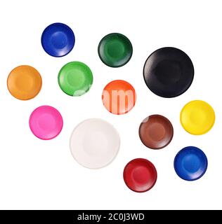 Round watercolor paints isolated on a white Stock Photo
