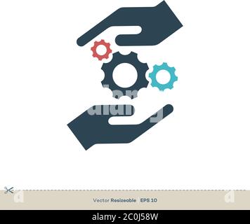 Hand holding a gear icon Stock Vector Image & Art - Alamy