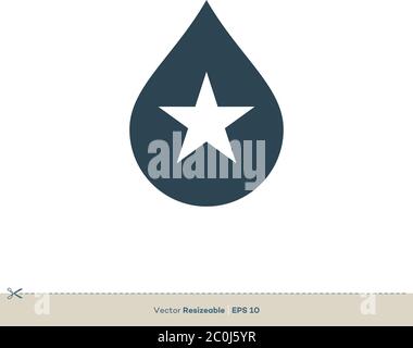 Drop Water, Moon and Star Icon Vector Logo Template Illustration Design. Vector EPS 10. Stock Vector