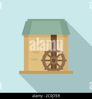 Water mill wheel icon. Flat illustration of water mill wheel vector icon for web design Stock Vector