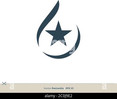 Drop Water, Moon and Star Icon Vector Logo Template Illustration Design. Vector EPS 10. Stock Vector