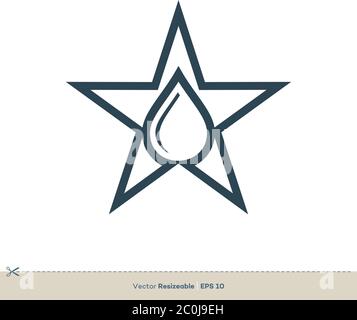Droplet and Star Line Art Vector Icon Logo Template Illustration Design. Vector EPS 10. Stock Vector