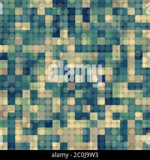 Abstract colored circles and squares pattern. Seamless vector illustration Stock Vector