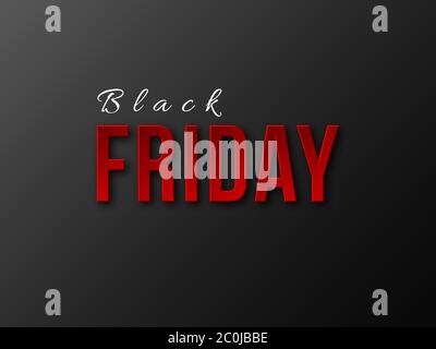 Black Friday sale typographic design. 3d stylized red color letters. Black background, vector illustration. Stock Vector