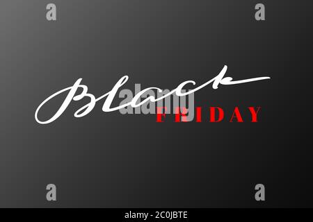 Black Friday lettering. Hand drawn calligraphy with black background for banners, flyers, labels, vector illustration. Stock Vector
