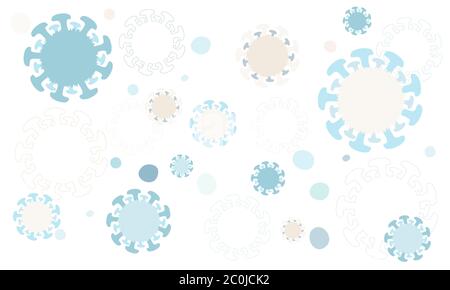 Background with various Coronavirus cells. Covid-19 biology bacterial illustration concept. Flat vector. Stock Vector