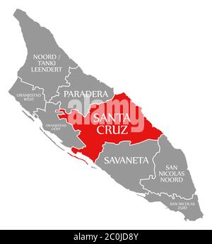 Santa Cruz red highlighted in map of Aruba Stock Photo