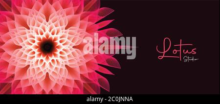 Yoga studio banner illustration with modern 3d mandala design. Sacred geometry lotus flower decoration for meditation business or wellness concept. Stock Vector