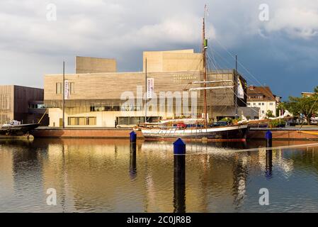 Bremerhaven, Germany - August 6 2019: Scenic view of the port at sunset Stock Photo