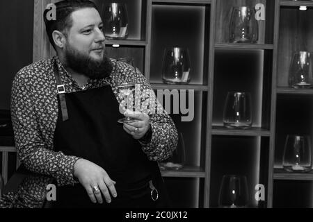 Sommelier, cavist. Training in school sommelier. Wine school. Wine tasting Stock Photo