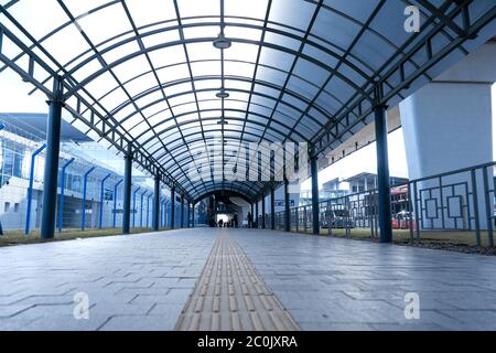 The tunnel on the street, the roof from the rain Stock Photo