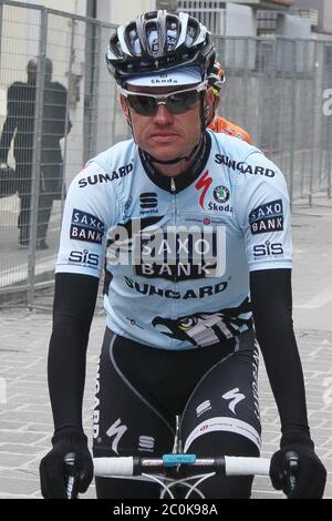 Nick Nuyens of Saxo Bank Sungard during the Tirreno Adriatico  2011, Stage 5 cycling race,Chieti - Castelraimondo (240 Km) on March13, 2011 in Castelraimondo, Italie - Photo Laurent Lairys / DPPI Stock Photo