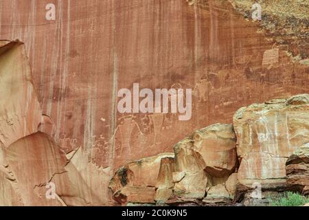 Petroglyphs in capitol reef national park utah usa Stock Photo