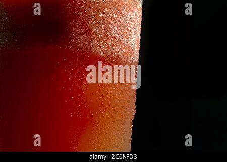 Water droplets, dew on plastic cup in black background Stock Photo