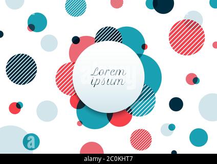 Abstract blue and red circles random pattern on white background. Modern geometric with label. Vector illustration Stock Vector